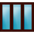 Dreiflügeliges Kunststofffenster 184x160 cm Mahagoni genarbt 