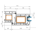 Profilschnitt Nebeneingangstür Rahmen/Türflügel