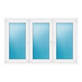 Dreiflügeliges Fenster 188x118 cm Weiß