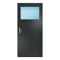 Nebeneingangstür 98x210 cm Anthrazit genarbt 1/3 Glas
