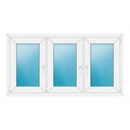 Dreiflügeliges Fenster 150x80 cm Weiß