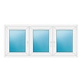 Dreiflügeliges Fenster 180x80 cm Weiß