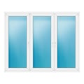 Dreiflügeliges Fenster 220x176 cm Weiß
