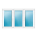 Dreiflügeliges Fenster 206x124 cm Weiß