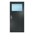 Nebeneingangstür 86x184 cm Anthrazit genarbt 1/3 Glas