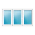 Dreiflügeliges Fenster 220x124 cm Weiß