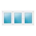 Dreiflügeliges Fenster 186x86 cm Weiß