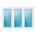 Dreiflügeliges Fenster 204x140 cm Weiß