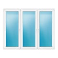 Dreiflügeliges Fenster 222x176 cm Weiß