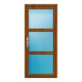 Nebeneingangstür 80x180 cm Golden Oak genarbt 3-teilig Glas