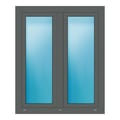 Zweiflügeliges Fenster 108,5x131 cm Basaltgrau genarbt