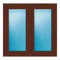 Zweiflügeliges Fenster 122x120 cm Nussbaum genarbt