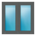 Zweiflügeliges Fenster 120x120 cm Basaltgrau genarbt