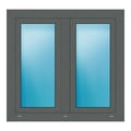 Zweiflügeliges Fenster 105x100 cm Basaltgrau genarbt