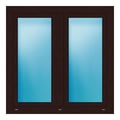 Zweiflügeliges Fenster 118x118 cm Braun genarbt