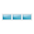 Dreiflügeliges Fenster 350x82 cm Weiß