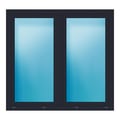 Zweiflügeliges Fenster 160x150 cm Anthrazit genarbt