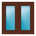 Zweiflügeliges Fenster 100x100 cm Nussbaum genarbt