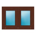 Zweiflügeliges Fenster 102x72 cm Nussbaum genarbt
