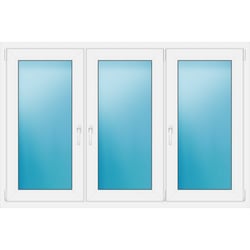 Dreiflügeliges Kunststofffenster 175x116 cm Weiß 