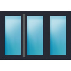 Dreiflügeliges Kunststofffenster 189x130 cm Anthrazit genarbt 