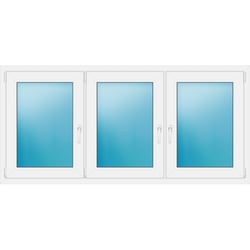 Dreiflügeliges Kunststofffenster 190x90 cm Weiß 