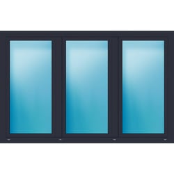 Dreiflügeliges Kunststofffenster 227.5x147 cm Anthrazit seidenglatt 