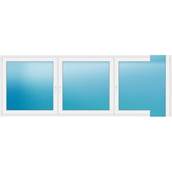 Dreiflügeliges Kunststofffenster 344x123 cm Weiß 