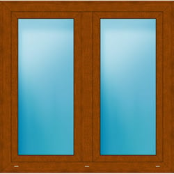 Zweiflügeliges Kunststofffenster 123x122 cm Golden Oak genarbt 
