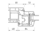 einflügelige Dreh-Kipp-Fenster Prodilschnitt