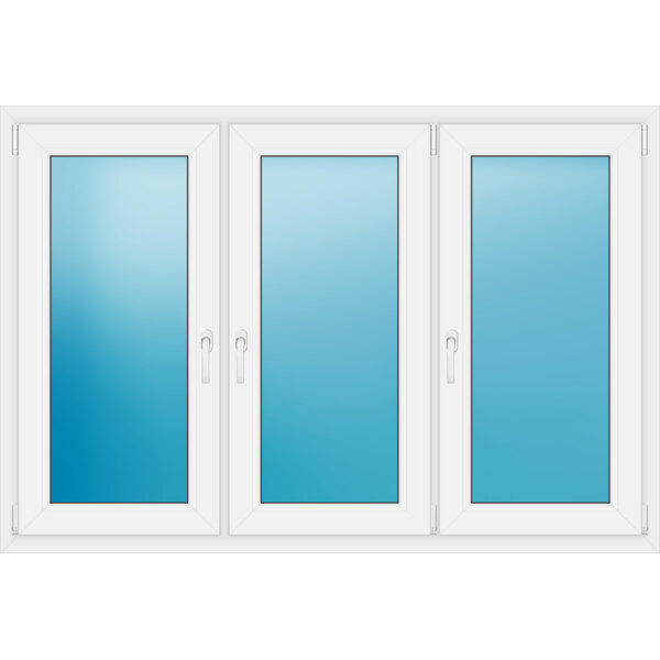 Dreiflügeliges Kunststofffenster 171x116 cm Weiß 