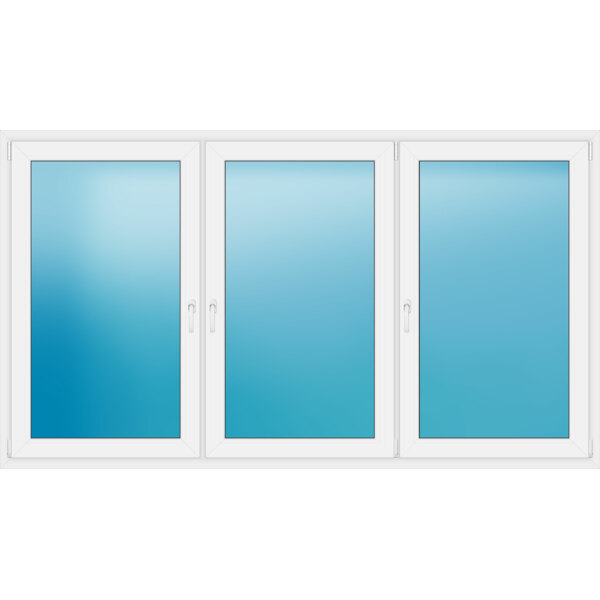 Dreiflügeliges Kunststofffenster 253.5x143.3 cm Weiß 