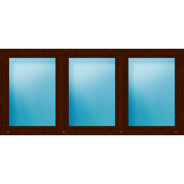 Dreiflügeliges Kunststofffenster 260x122 cm Mooreiche 