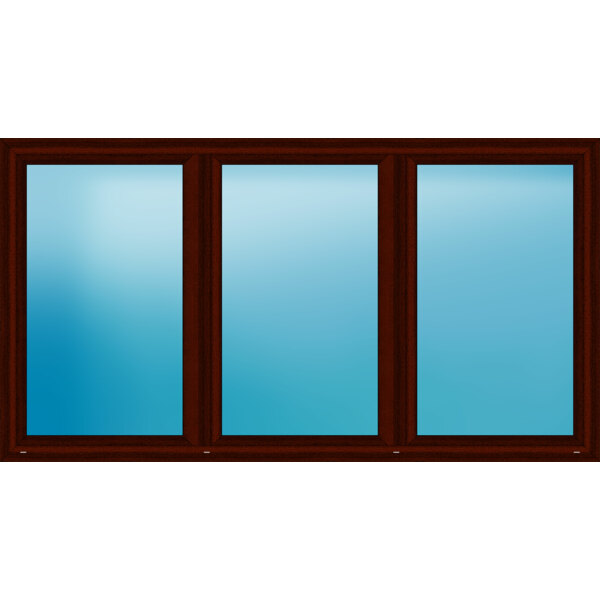 Dreiflügeliges Kunststofffenster 296x160 cm Mahagoni 