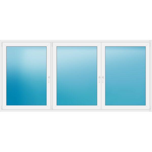 Dreiflügeliges Kunststofffenster 305.5x144 cm Weiß 