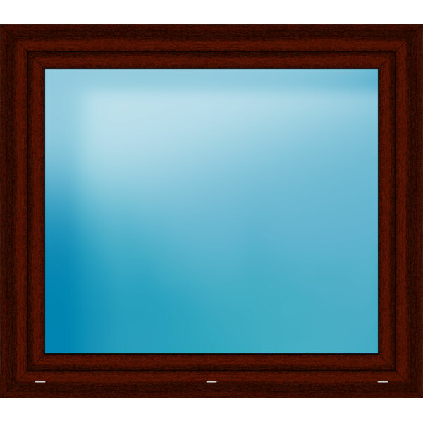 Einflügeliges Kunststofffenster 121x107 cm Mahagoni genarbt 