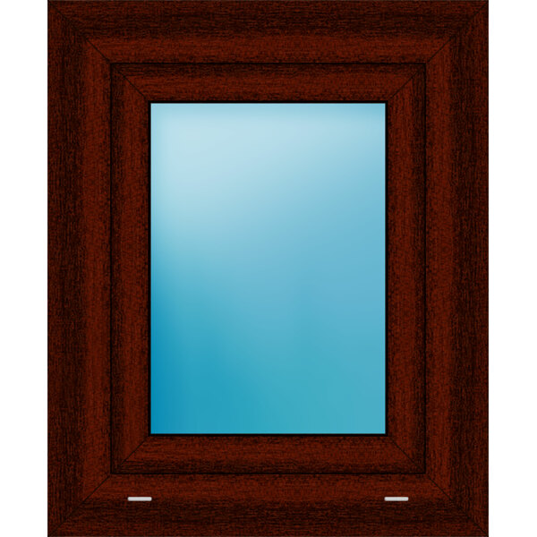 Einflügeliges Kunststofffenster 55x67 cm Mahagoni genarbt 
