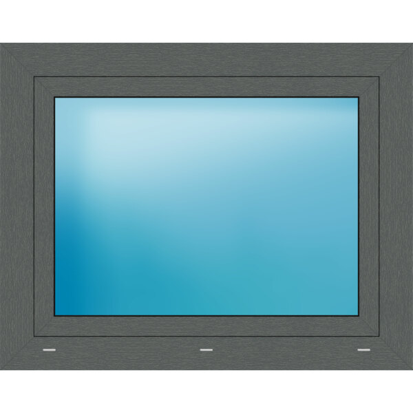 Einflügeliges Kunststofffenster 96.5x76.5 cm Basaltgrau genarbt 