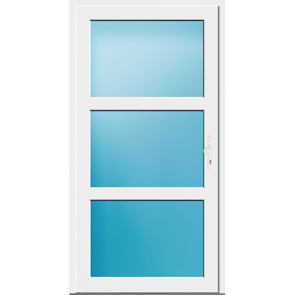 Nebeneingangstür 110x208 cm Weiß 3-teilig Glas