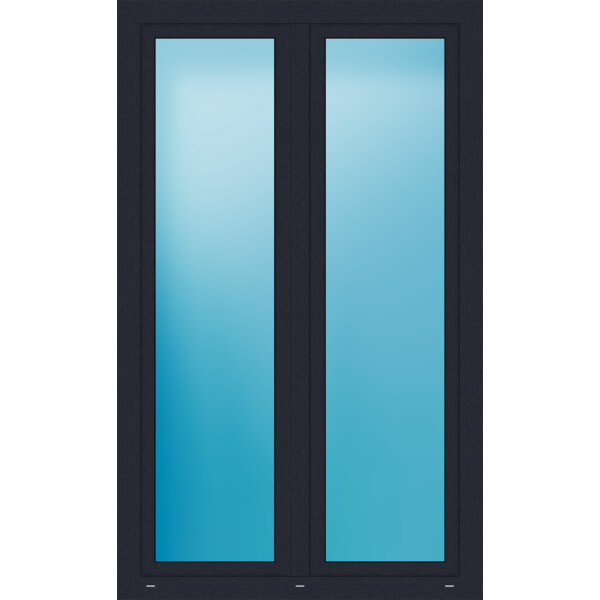 Zweiflügelige Terrassentür 125 x 205 cm Farbe Anthrazit genarbt