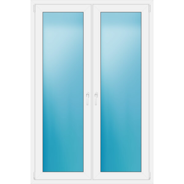 Zweiflügelige Terrassentür 130 x 195 cm Farbe Weiß