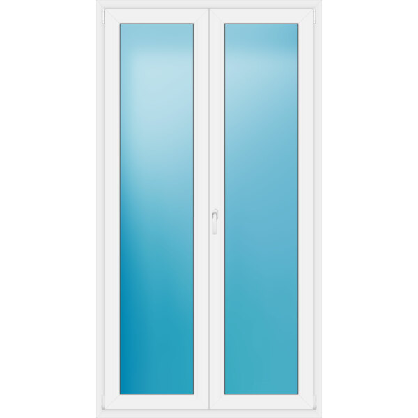 Zweiflügelige Balkontür 124 x 230 cm Farbe Weiß