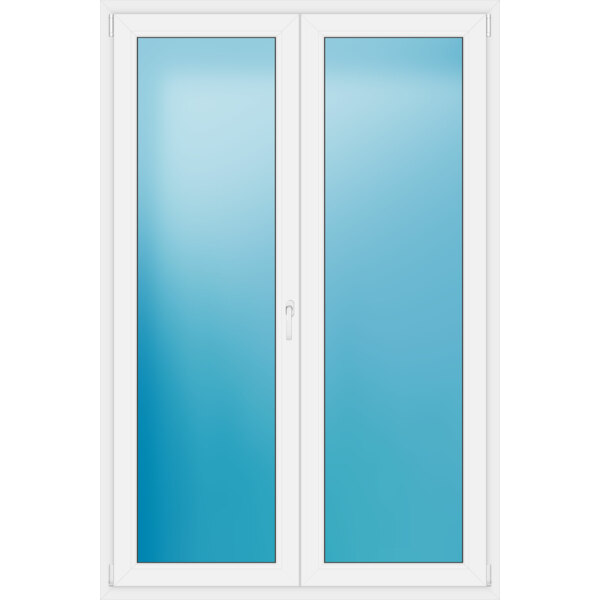 Zweiflügelige Balkontür 140 x 210 cm Farbe Weiß