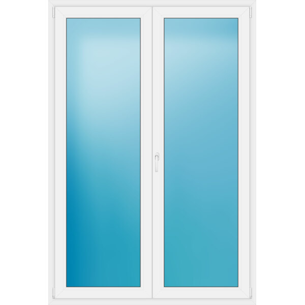 Zweiflügelige Balkontür 150 x 220 cm Farbe Weiß