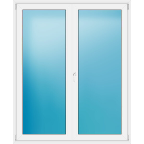 Zweiflügelige Balkontür 160 x 195 cm Farbe Weiß
