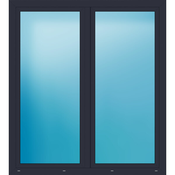 Zweiflügelige Balkontür 180 x 200 cm Farbe Anthrazit seidenglatt