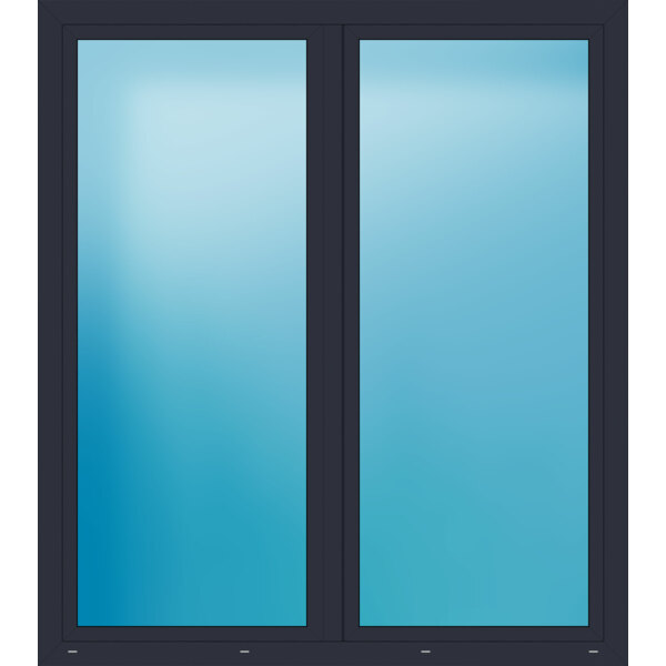 Zweiflügelige Balkontür 195 x 220 cm Farbe Anthrazit seidenglatt
