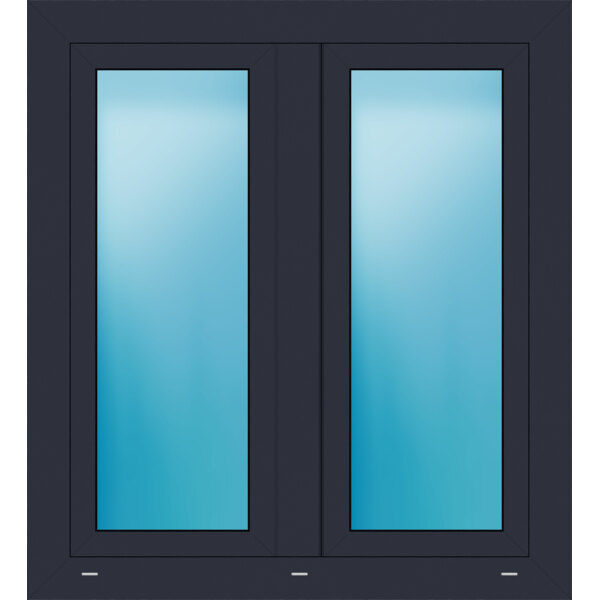 Zweiflügeliges Kunststofffenster 100x110 cm Anthrazit seidenglatt 