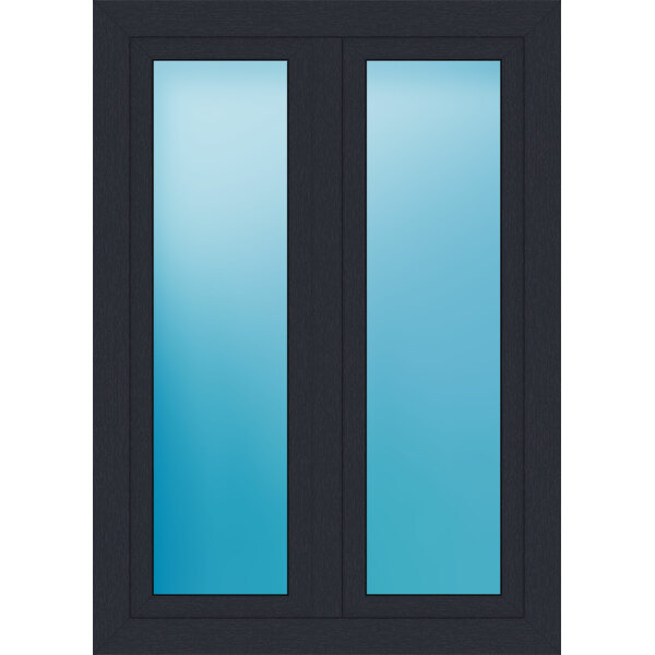 Zweiflügeliges Fenster 100 x 140 cm Farbe Anthrazit genarbt