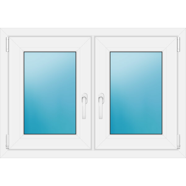 Zweiflügeliges Fenster 100 x 70 cm Farbe Weiß